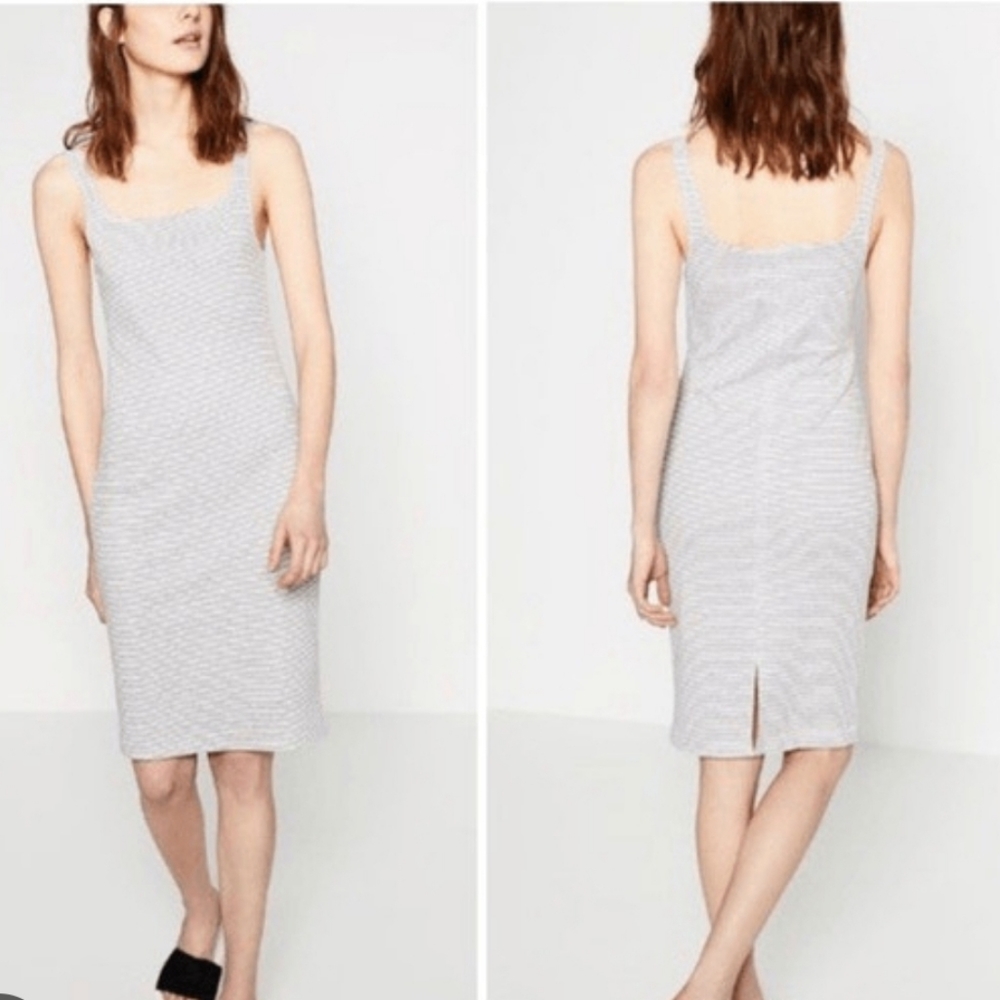 Zara Trafaluc Horizontal Pinstripe Sleeveless Bodycon Midi Dress